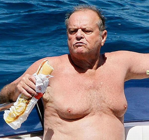 Jack Nicholson Man Boobs with Hoagie in Hand