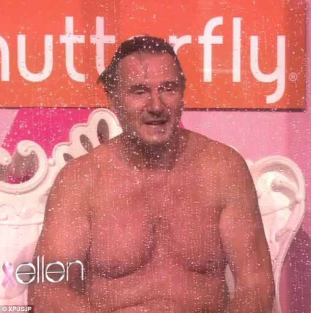 Liam Neeson Shows off Man Boobs