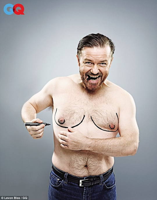 Ricky Gervais Lloses his Man Boobs
